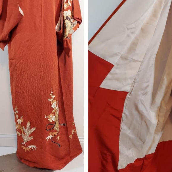 Vintage silk Kimono 40s 50s robe dressing gown or swim lingerie cover up - Picture 5 of 9